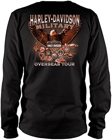 הצבא הארלי-דייווידסון-חולצת טריקו גרפית שחורה עם שרוולים ארוכים בגברים-סיור בחול | גולגולת WG